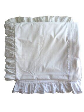 Vintage White Cotton Ruffled Duvet Full/Queen Embroidered Details Cottagecore